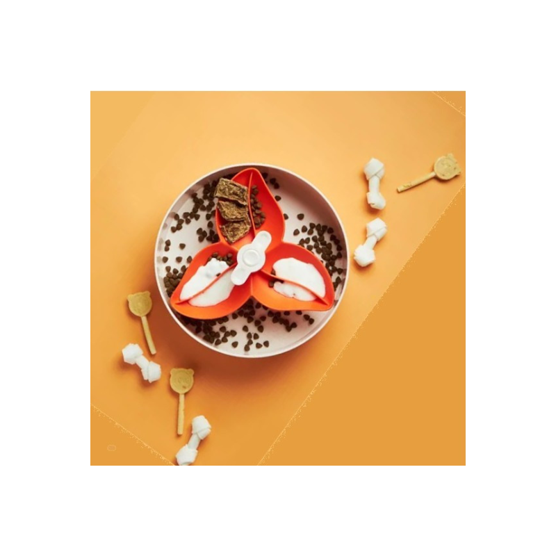 SPIN BOWL FLOWER WHITE ORANGE