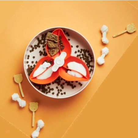 SPIN BOWL FLOWER WHITE ORANGE